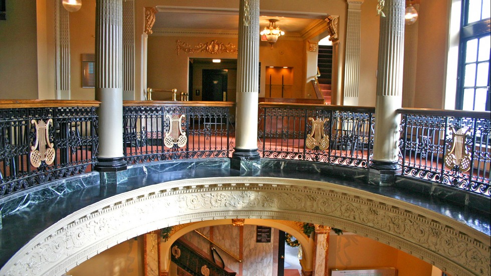 Trinity Rep's upstairs lobby.